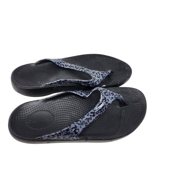 Oofos Black T-Strap Waterproof Casual Slip On Thong OOlala Luxe Leo Sandals 8 - Picture 3 of 9